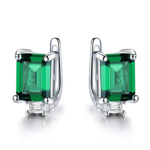 Majesty Diamonds MDS210246 Cushion Green Nano Emerald Dangle & Drop Earrings in 0.925 White Sterling Silver