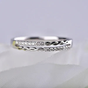Women Fashion Original 925 Sterling Silver Diamond Double-Deck Braided Shaped Rings