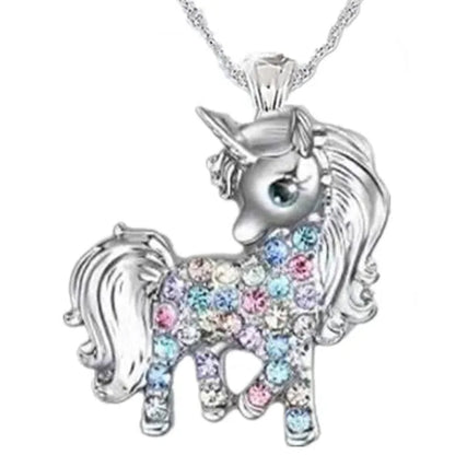 Exquisite Fashion Personality Women's Unicorn Jewelry Accessories  Necklace Zircon Necklace Couple Jewelry Accessories Lovely and Elegant Unicorn Animal Pendant Birthday Wedding Valentine's Day Anniversary Gift