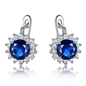 Majesty Diamonds MDS210243 round Blue Nano Sapphire Dangle & Drop Earrings in 0.925 White Sterling Silver