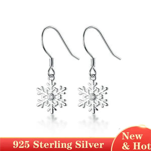 925 Sterling Silver Beautiful Snowflakes Drop Eaerrings for Women Fashion Jewelry Earrings