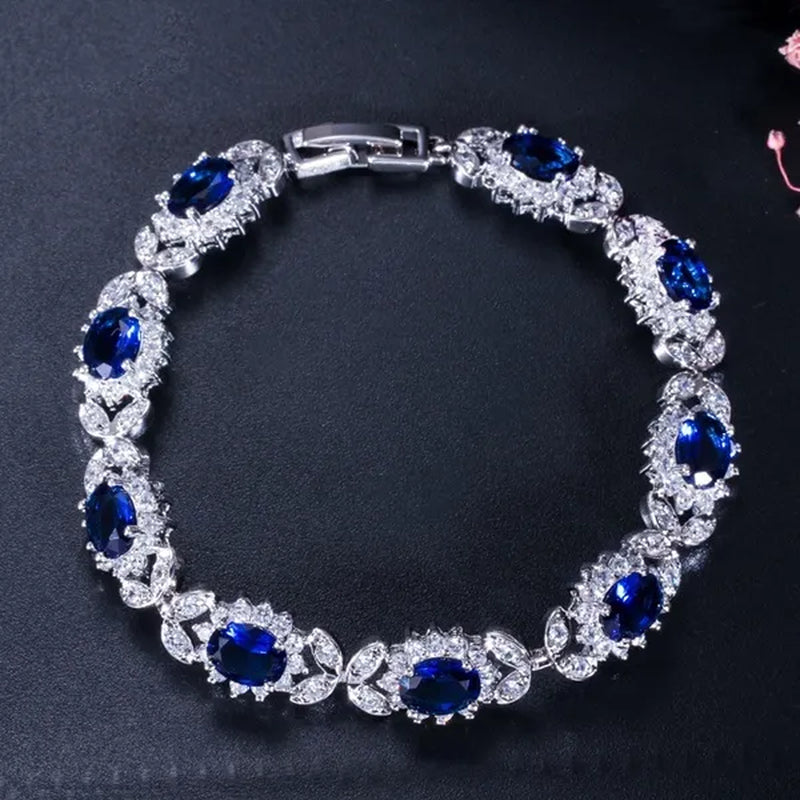 CANDICE 2023 New Summer Design Sterling Silver Plated Blue Crystal Bracelets For Women Fashion Jewelry