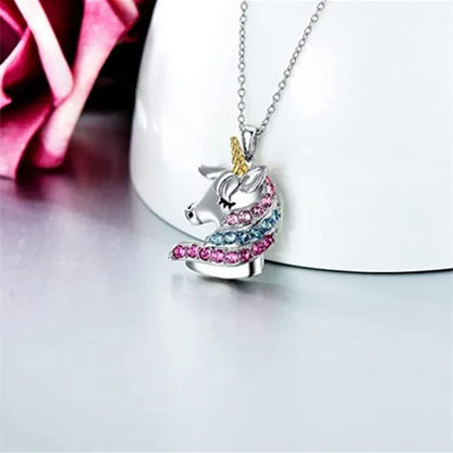 Fashion Unicorn Zircon Necklace Animal Horse Pendant Engagement Necklaces for Women Animal Jewelry Wedding Accessories Birthday Anniversary Gift