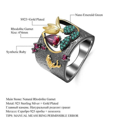 Latest Beautiful Flowers Luxury Vintage Fashion Jewelry  Two-tone zircon  Ruby Cutout Ring Bridal Engagement Wedding Party Anniversary Ring Christmas Mother's Day Gift Jewelry Size US5-11