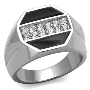 Men'S round Cut Simulated Diamond Crystal Stainless Steel & Epoxy Ring Size 8-14
