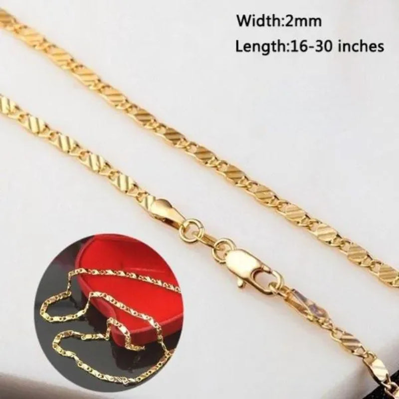 1Pc/3Pcs Men'S Women'S 16-30 Inch European Fashion Luxury Solid Chain Necklace Bridal Wedding Engagement High Jewelry Gifts