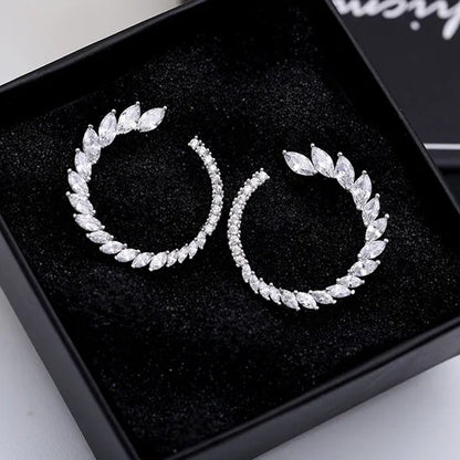 CANDICE Brilliant Yellow Green Blue Stones Prom Party CZ Crystal Big Stud Earrings Pave Setting Trendy 18K White Gold Plated round Ear Jewelry for Women