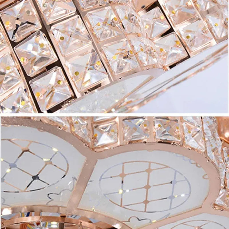 42inch  LED 4 Acrylic Crystal Chandelier Ceiling Light Automatic Retractable Crystal Fan Blade Ceiling Lamp