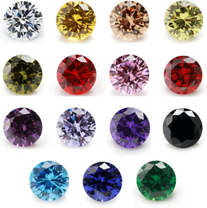 Size 1Mm-10Mm round Cut Cubic Zirconia Stone Loose CZ Stones Mixed 15 Colors Synthetic Gemstone