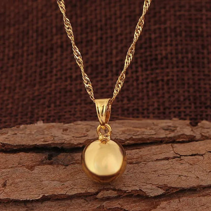 Ball Round Pendant Necklace Ball Round Earrings Jewelry 24K Gold Women Best Party Fine Jewelry