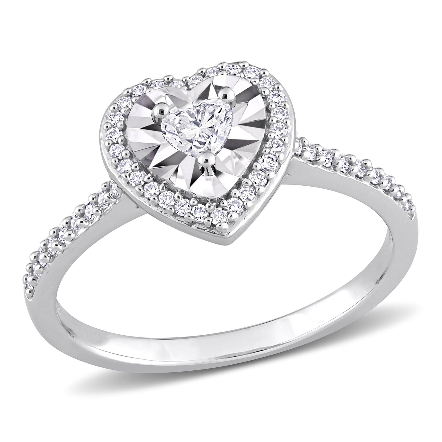Women'S 1/3 Carat T.W. Heart-Cut Diamond 14Kt White Gold Halo Engagement Ring