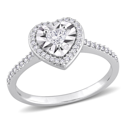 Women'S 1/3 Carat T.W. Heart-Cut Diamond 14Kt White Gold Halo Engagement Ring