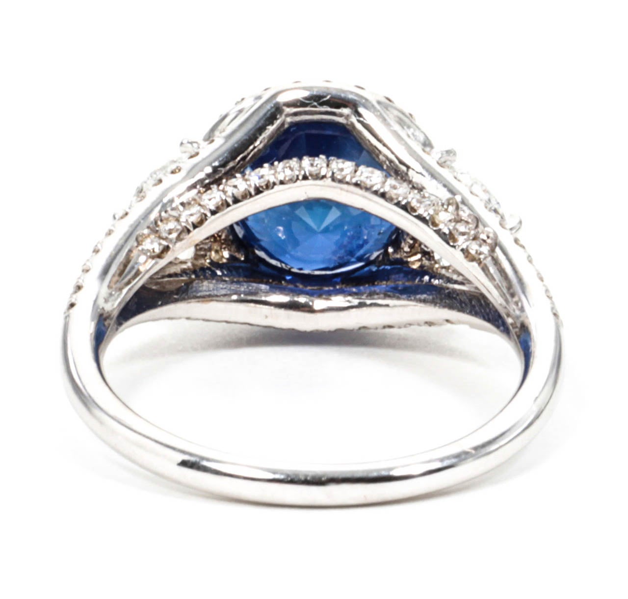 Natural No Heat Round Vivid Cornflower Blue Sapphire Diamond Ring