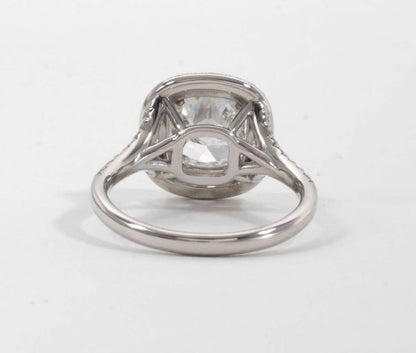 GIA Certified 2.01ct Cushion Cut Double Halo Platinum Diamond Ring