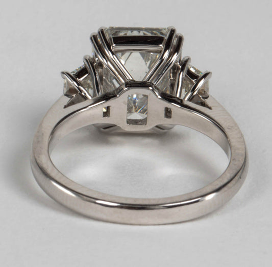 GIA Certified 4.15 Carat Emerald Cut Diamond Platinum Engagement Ring