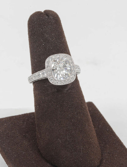 GIA Certified 2.03 Carat Cushion Cut Diamond Platinum Engagement Ring