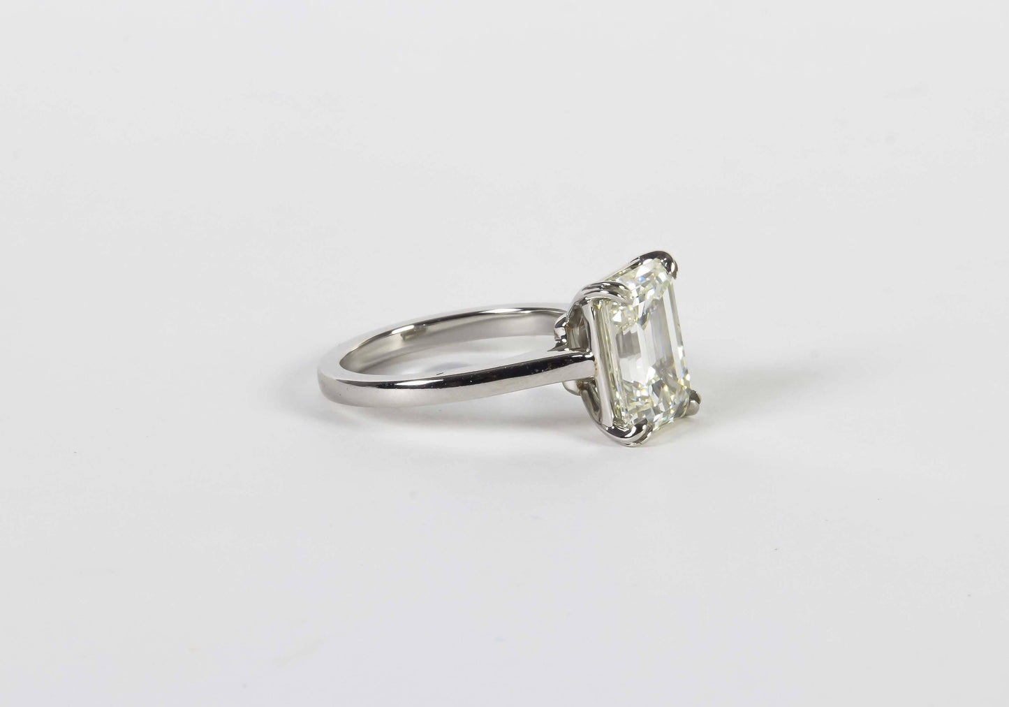 Elegant 4.26 Carat GIA Emerald Cut Diamond Platinum Solitaire Ring