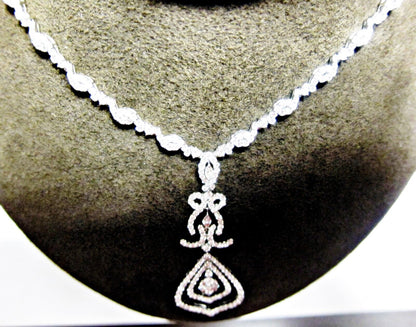 DIAMOND NECKLACE ROUND MARQUISE SHAPE SET ALL AROUND DIAMOND SET NECKLACED
