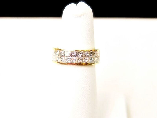 2 ROW 48 STONE 11 POINTERS PRINCESS CUT DIAMOND SET ALL THE WAY ETERNITY BAND