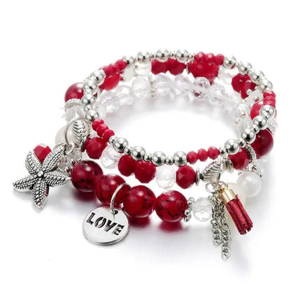 RAVIMOUR 3pcs Set Crystal Bracelets for Women Vintage Star Love Bracelet Female Jewelry Tassel Stone Charms Wristband Gift 2018