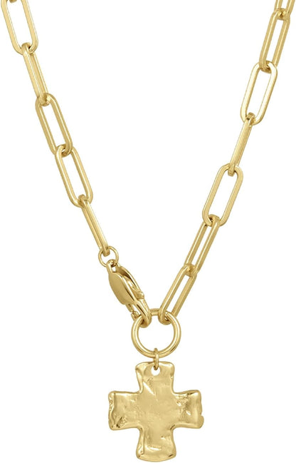 Chunky Cross Chain Necklace for Women – Premium Waterproof, Tarnish-Free, Gold PVD Coated Jewelry – Hypoallergenic – Perfect for Beach, Weddings, Gifts