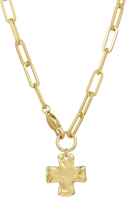 Chunky Cross Chain Necklace for Women – Premium Waterproof, Tarnish-Free, Gold PVD Coated Jewelry – Hypoallergenic – Perfect for Beach, Weddings, Gifts
