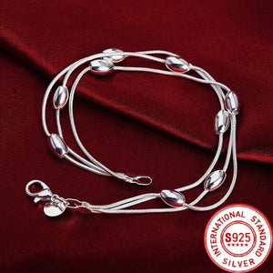 HOT! Fashion Exquisite 925 Sterling Silver Beads Chain Beautiful Bracelets for Women Fashion Wedding Cute Charm Bracelets Jewelry