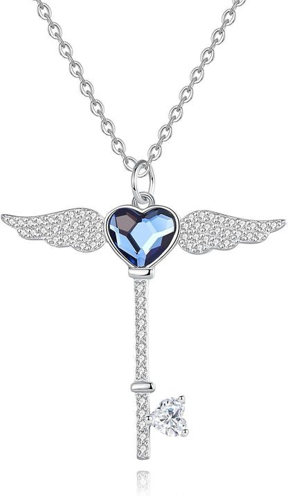 Crystal Necklace, Women'S Pendant Necklace, 925 Sterling Silver Necklace， Birthday and Valentine'S Day Jewelry Gifts for Mothers, Wives and Girls, Friends, with a Variety of Clothing, to Participate in Various Parties