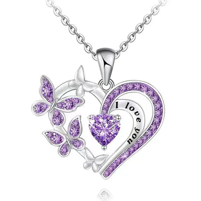 Exquisite Fashion Creative Women's Butterfly Necklace Crystal Butterfly Jewelry Love Pendant Butterfly Necklace Women's Wedding Jewelry Birthday Party Anniversary Gift Jewelry