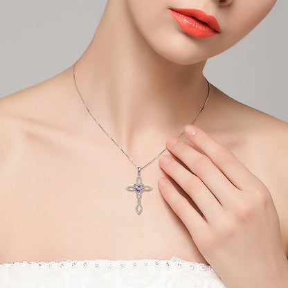 Celtic Knot Cross Pendant Necklace Sterling Silver Religious Irish Infinity Love Heart Irish Celtics Necklace Jewelry Mothers Day Birthday Gifts for Women Girls