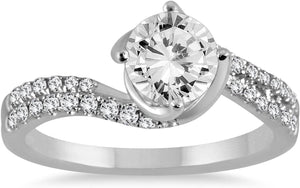AGS Certified 1 1/5 Carat TW Diamond Engagement Ring in 14K White Gold (I-J Color, I2-I3 Clarity)