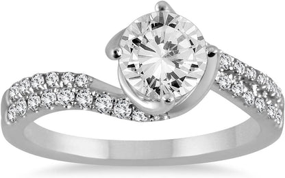 AGS Certified 1 1/5 Carat TW Diamond Engagement Ring in 14K White Gold (I-J Color, I2-I3 Clarity)