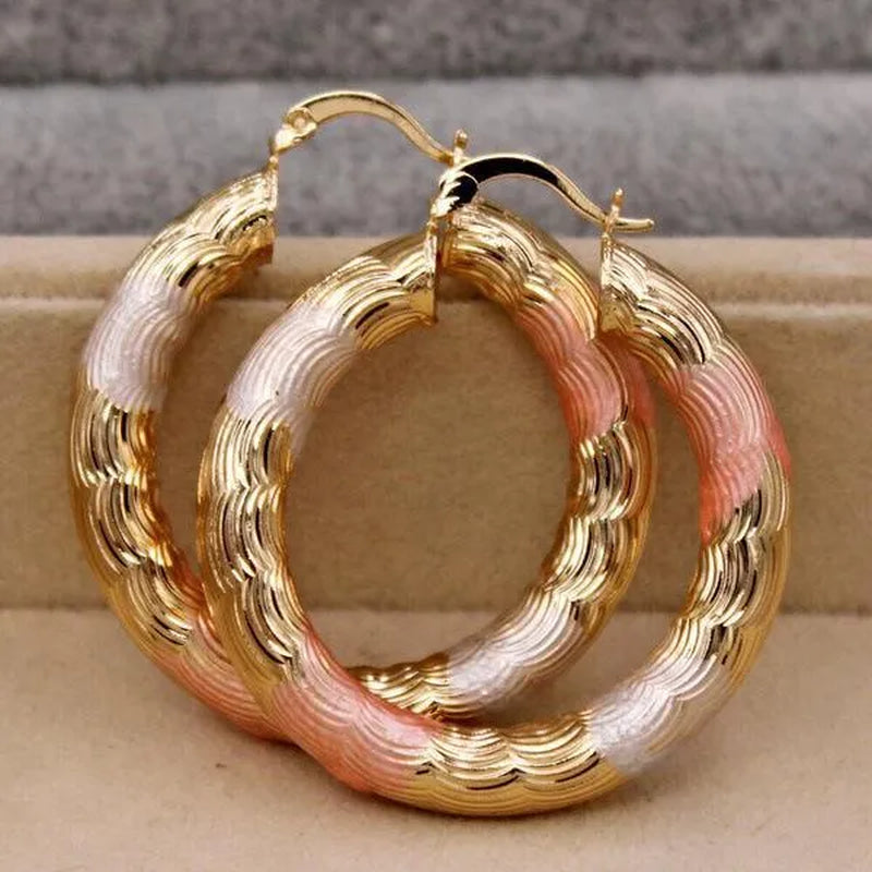 Vintage Geometric Hoop Earrings Gold Plated Earrings for Women round Earrings Personality Spiral Stud Earrings Bride Wedding Engagement Anniversary Gift Jewelry