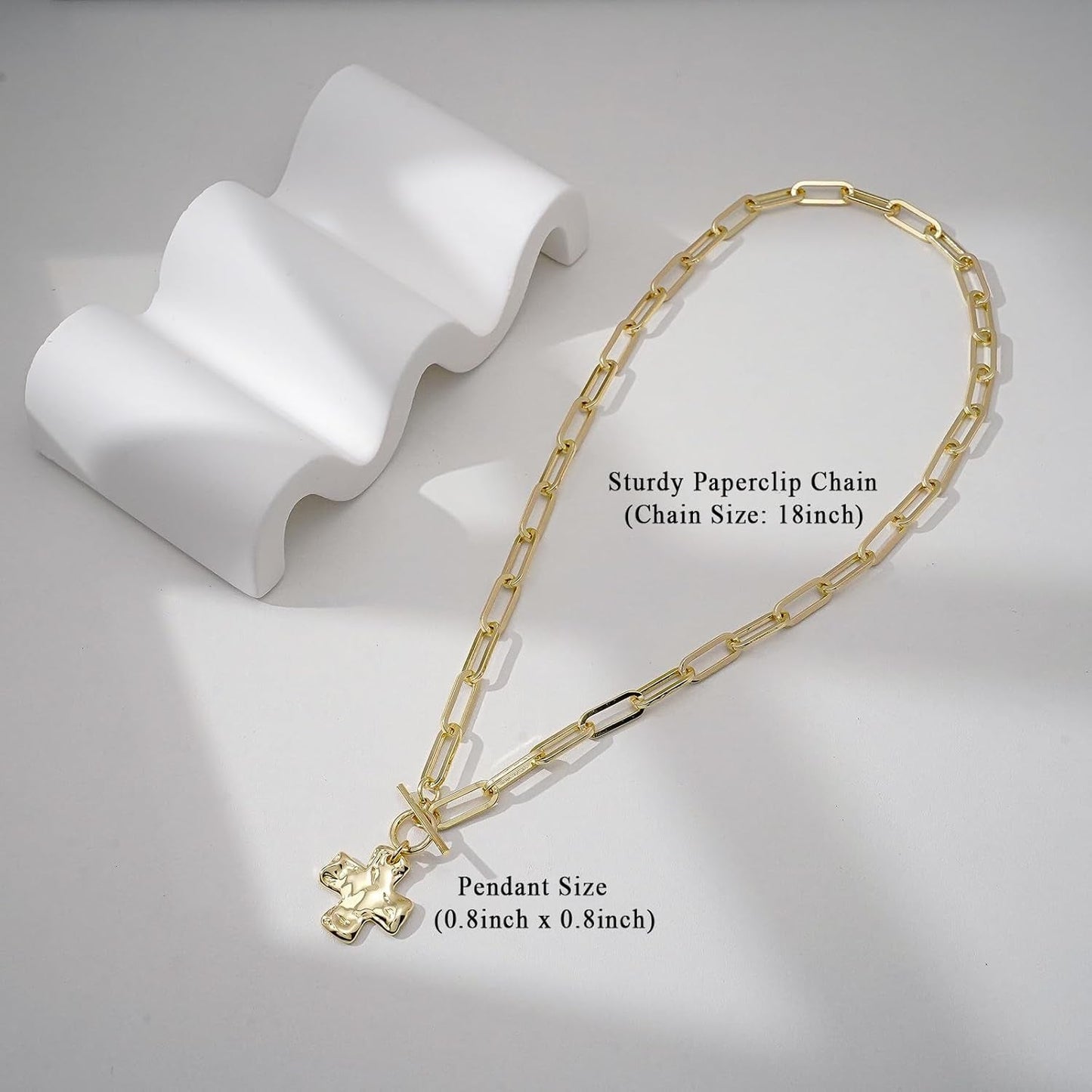 Chunky Cross Necklace for Women Trendy Gold Silver Layered Statement Cross Pendant Charm Necklace Vintage Paperclip Herringbone Snake Choker Chain Costume Jewelry Set Gift Non Tarnish