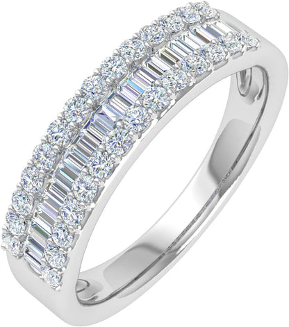 1/2 Carat Baguette and round Shape Diamond Wedding Band Ring in 10K Gold