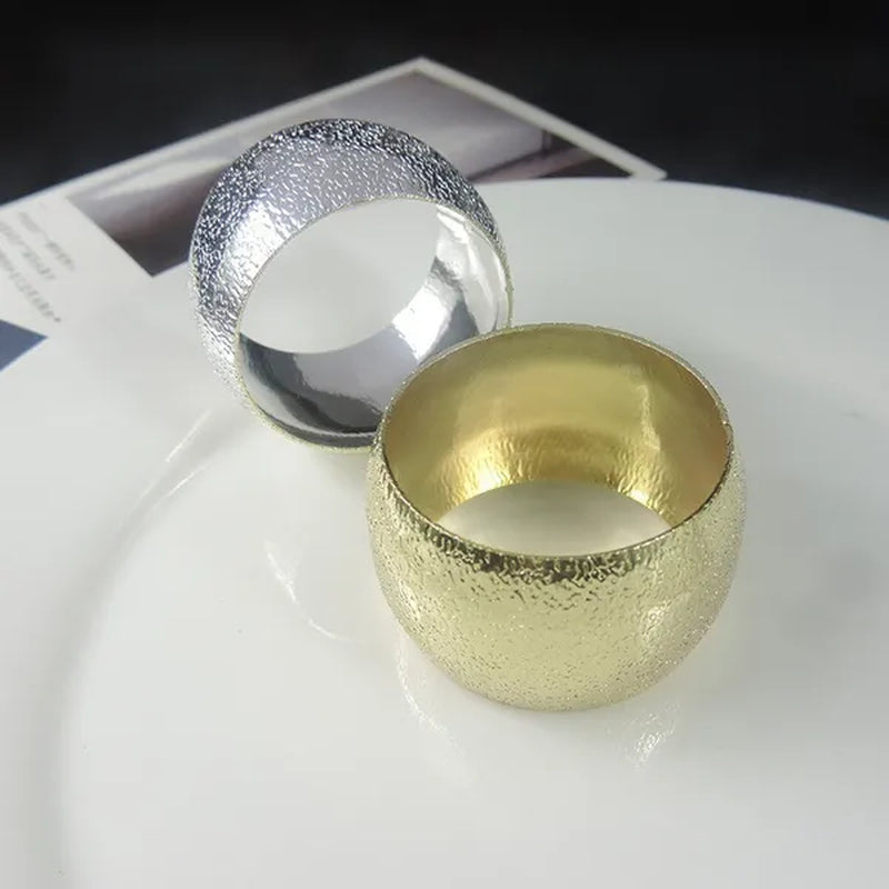 6pcs Silver Gold Wide Face Round Metal Napkin Ring for Wedding Banquet Dinner Table Decor
