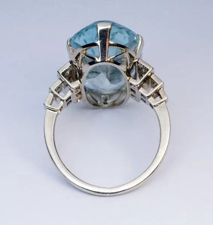 Exquisite and Fashion Sea Blue Topaz Ring Elegant Vine Ring Diamond Jewelry Cocktail Party Accessory Christmas Annviersary Gift Proposal Engagement Wedding Band Rings for Women US Size 5-10