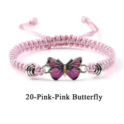 2022 Hot Adjustable Braided String Bracelet for Women Grey Butterfly Pendant Handmade Charm Bangles Fashion Girl Jewelry