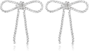 2Pcs Rhinestone Brooches Set Tassel Bow Womens Lapel Brooch Crystal Bag Clips Clothing Badge Brooch Rhinestone Shoe Clips for Woman Lapel Badge Pins DIY Craft Decorations(Tassel Bow)