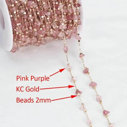 1Yard Stone Chain Crystal Irregular Glass Stone Beads Chains Necklace Bracelet Components For DIY Jewelry Making Findings