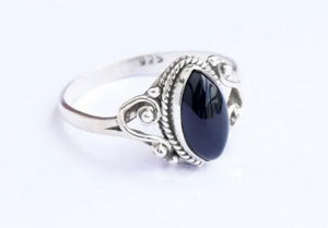 925 Sterling Silver Marquise Shape Black Onyx  Handmade Ring Engagement Rings for Women Men Vintage Fine Jewelry Party Ring Gift