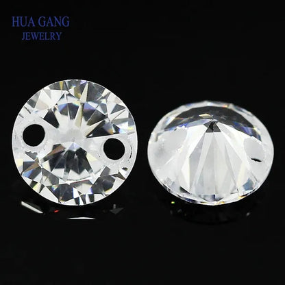 Double Holes Beads Cubic Zirconia Stones AAAAA White Cubic Zirconia Stone Loose Zircon Stone DIY Jewelry Beads
