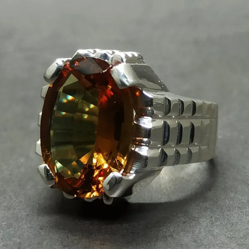 14 Carat Big Oval Cut Alexandrite Mens Ring  Silver color Handmade Color Changing Gemstone Ring Size 5-15