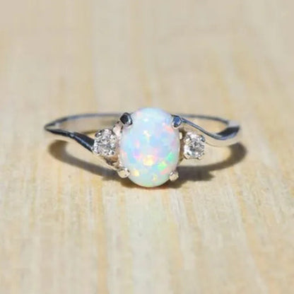 Exquisite Women's Ring Oval Cut Fire Opal Diamond Jewelry Birthday Proposal Gift Bridal Engagement Party Band Rings Size 5 - 11