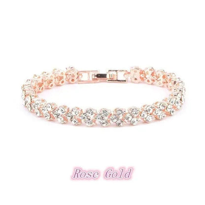 European and American Fashion Roman Style Women'S Zircon Bracelet Shiny Zircon Wedding Engagement Bracelet Valentine'S Day Anniversary Gift Birthday Party Jewelry