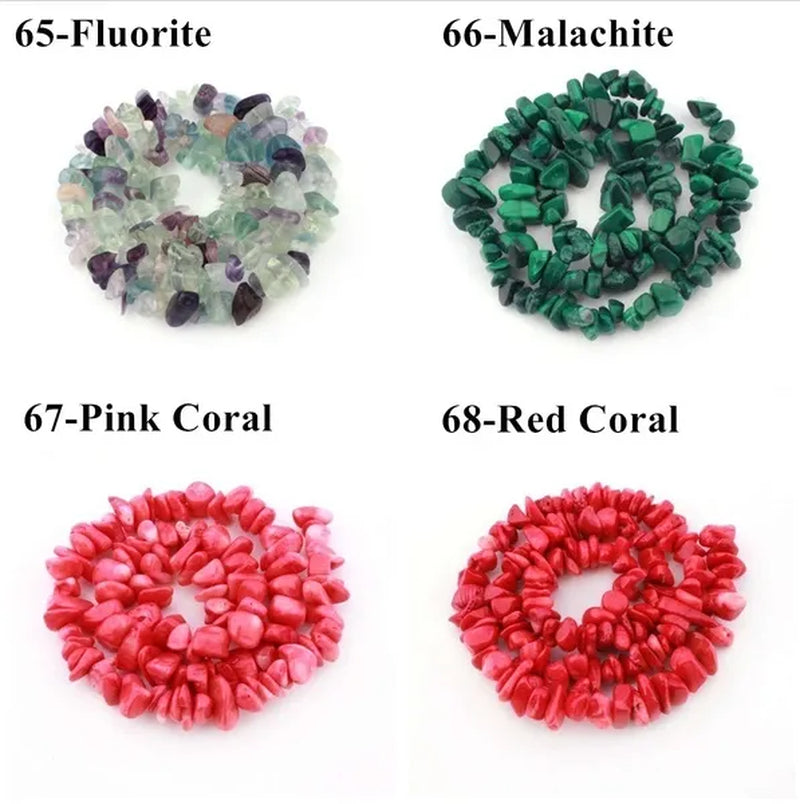 80Kinds 5-8MM natural stone irregular shape free-form chip beads tiger eye amethyst turquoise white crystal red coral Lapis lazuli used for jewelry making DIY bracelet 30"