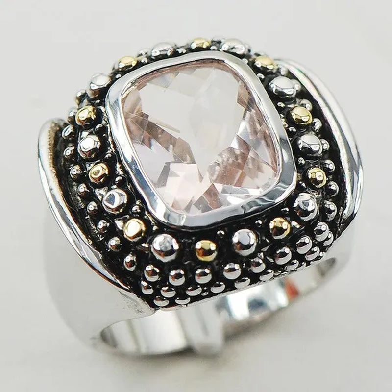 Morganite 925 Sterling Silver Fashion Ring Size 6 7 8 9 10 F957