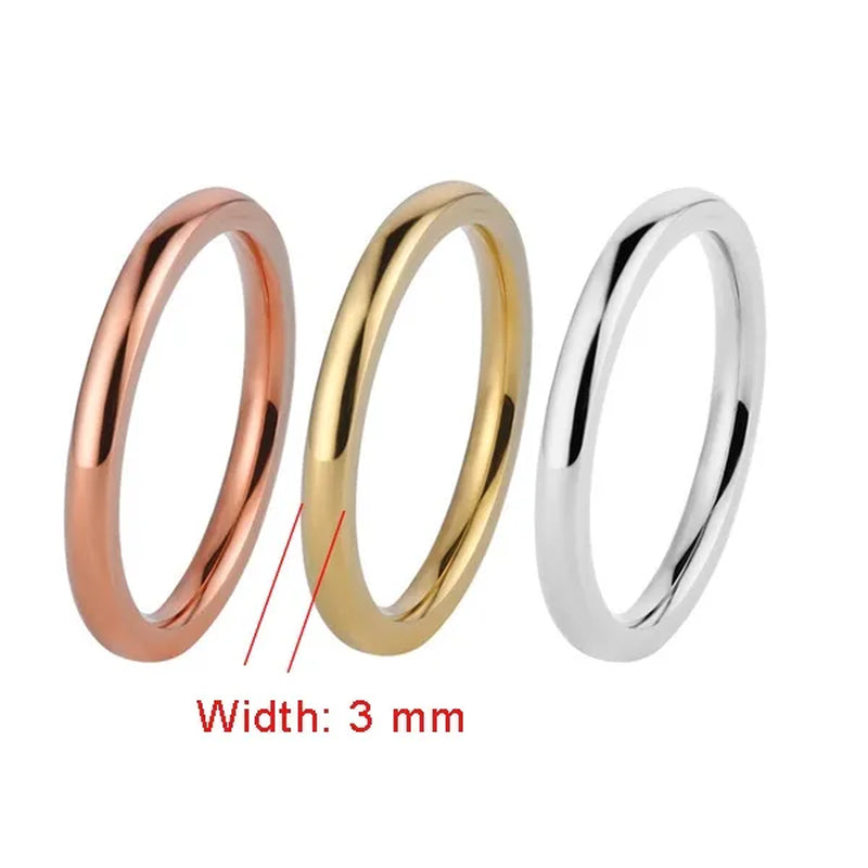 1pcs elegant gold  and Silver and Rose Gold Stainless Steel Comfort Fit Plain Wedding Band Ring Width 3mm