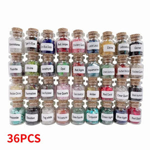36PCS Gemstones Bottles Crystals and Healing Stones Witchcraft Supplies Crystals Chakra Healing Crystals Bulk Crystals Witchy Room Décor
