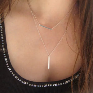 Double  Bar Horizontal Lariat Drop Necklace also in Fill  Sterling Silver